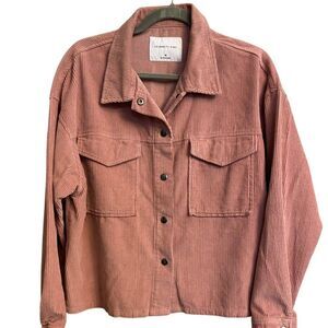 Celebrity Pink Women's Corduroy Jacket M Pink Cotton Snap Front Long Sleeves